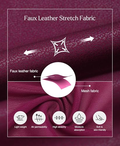 Popilush Shapewear Faux Leather Skirts with Built in Shapewear Tummy Control High Waist Midi Skirt with Shaper for Women