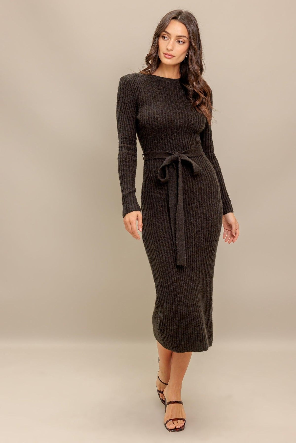BE GOOD TO ME SWEATER MIDI DRESS