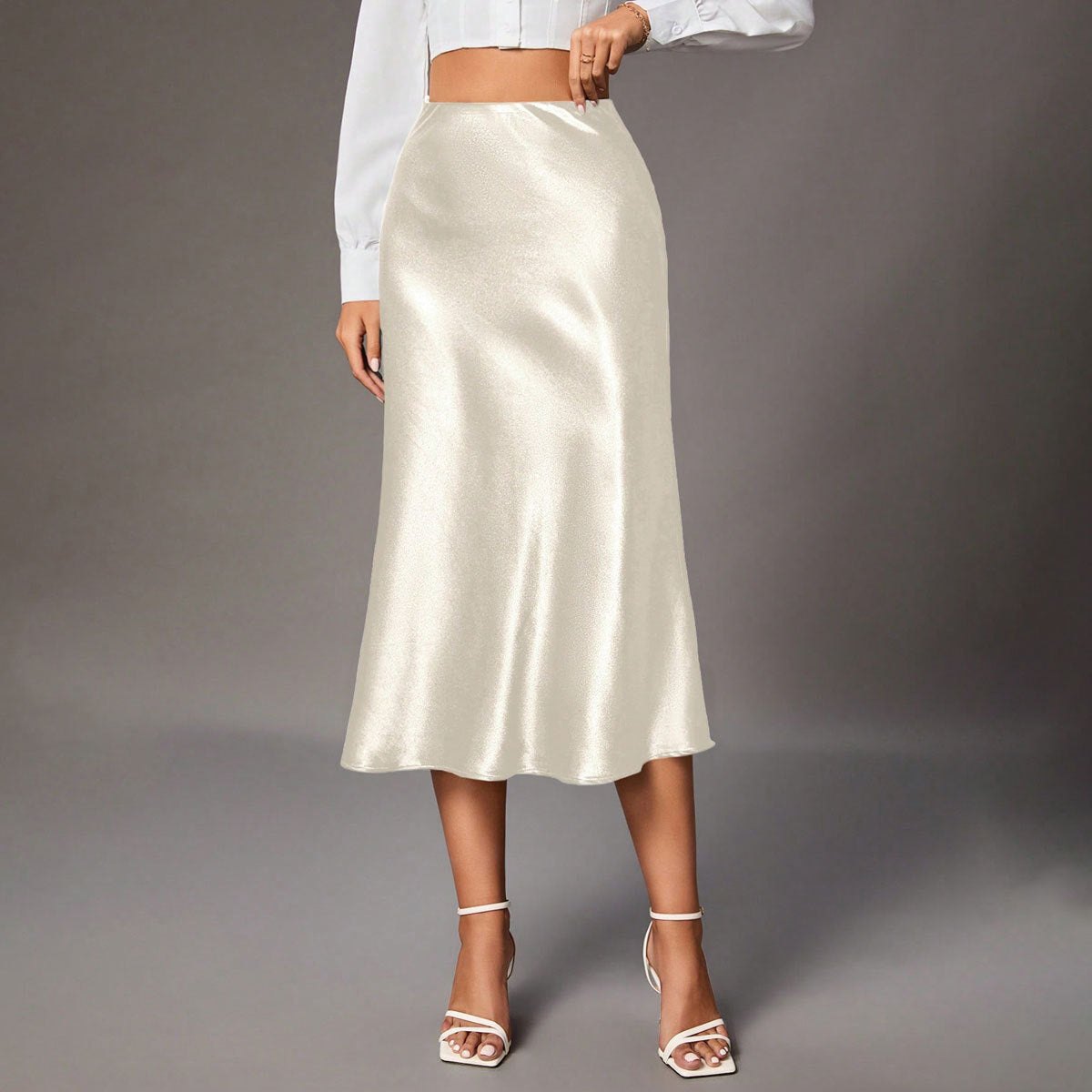 Women Clothing Brand Satin Satin Skirt High Sense Small Artificial Silk Skirt Women Skirt