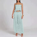 Women's Floral Lace Sheer Tiered Skirt Set 2026 Summer Spaghetti Strap Ruffle Crop Top High Waist Maxi Beach 2 Piece Dress