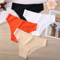 Seamless Thongs for Women No Show Thong V-waisted Stretch Breathable Sexy Panties Underwear 4 Pack