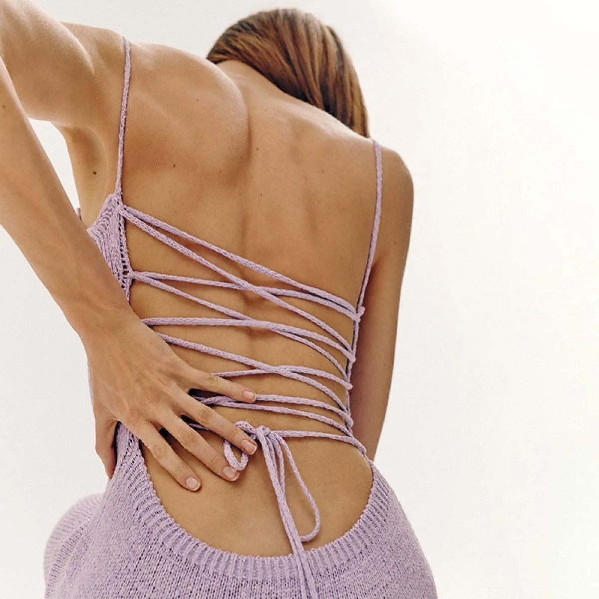 Backless Lace-Up Knitted Sweater Dress